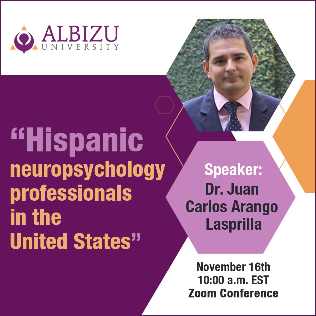 Dr. Juan Arango Nov. 16 lecture