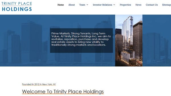 Trinity Place Holdings Completes Recapitalization Transactions | citybiz